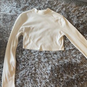 white knit cropped turtle neck